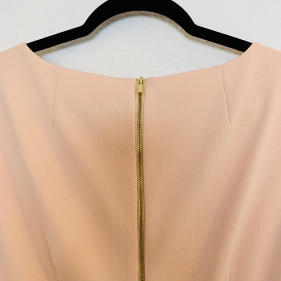 Calvin Klein Blush Pink Crepe Sheath Dress Size 10 Bell Sleeve Full Zipper Back - Picture 14 of 15